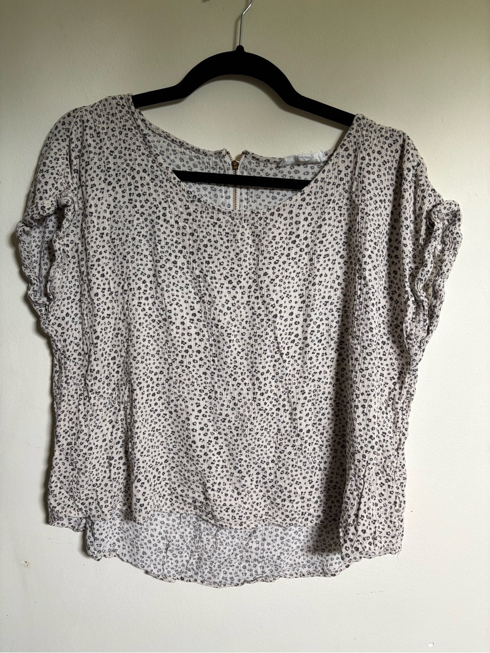Hippie Rose Cream Printed Short Sleeve Ruched Blouse